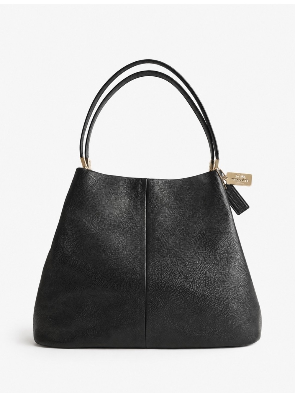 Coach Madison Phoebe Pebble Leather Shoulder Bag Tumbled Navy Lined Black Gold